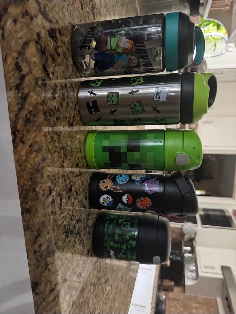 Pokemon Kids Matching Drink Bottles in Black, Green, Teal